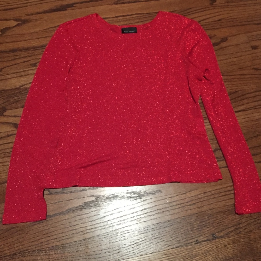 Front Street Red Glitter Long Sleeve